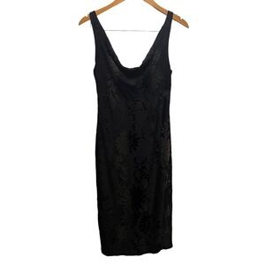 Vintage Smart Set Floral Velour Scoop Neck Dress Size Small Feminine